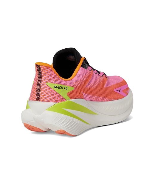 Hoka One One Green Mach X 3 Running Shoes Neon Rose/Neon Tangerine 6.5 B