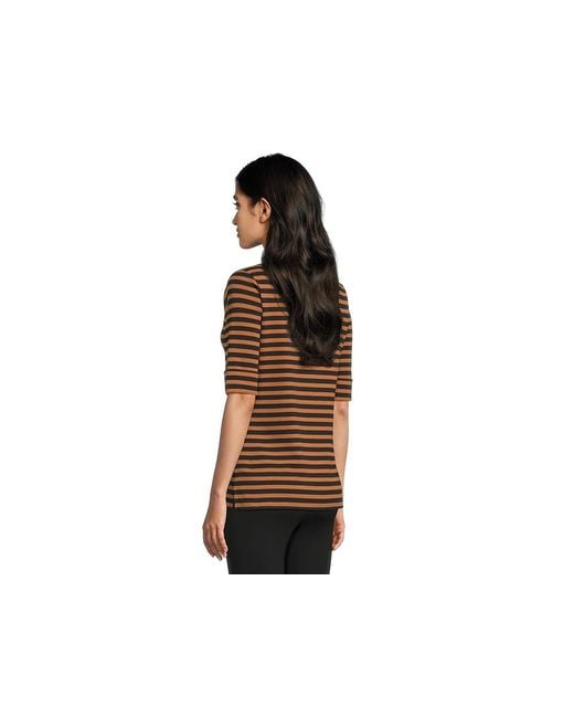Ralph Lauren Black Striped Stretch Cotton Boatneck T-Shirts Clothing Lauren/Cinnamon Bark, Cotton/Elastane