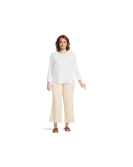 Mod-o-doc White 3/4 Sleeve Hi-Lo Tunic With Side Slits Sweatshirt Xs (Us 0-2) Cotton/Spandex