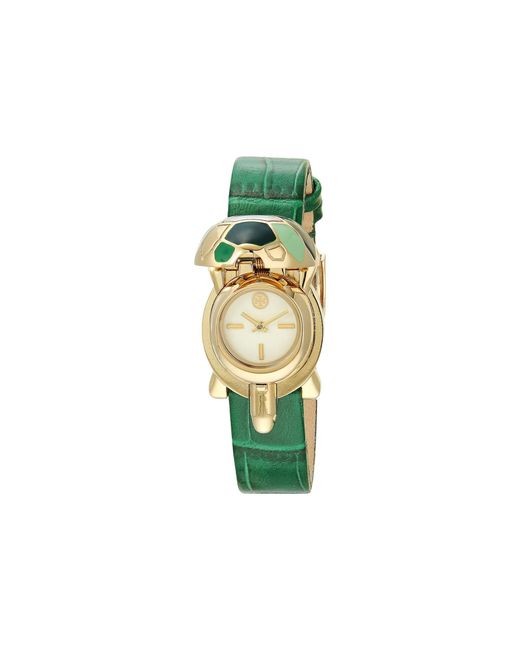 Tory Burch Green Turtle Croco Embossed Leather Watch