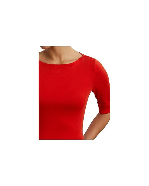 Ralph Lauren Red Stretch Cotton Boatneck T-Shirts Clothing, Cotton/Elastane
