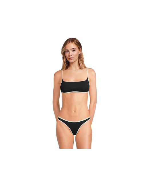LSPACE Black Kourt Top Swimwear/Cream Sm (32-34B) Nylon/Spandex