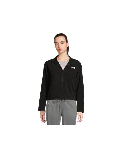 The North Face Black Glacier Fleece 1/2 Zip Short Jacket Coat, Polyester