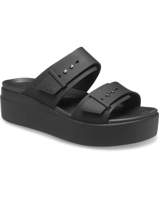 Crocs™ Brooklyn Buckle Low Wedge in Black Lyst