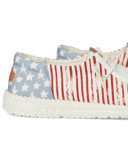 HeyDude Black Wendy Funk Americana Stars Flat Shoes, Textile