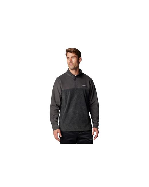 Columbia Black Steens Mountain Half Snap Ii Jacket Charcoal Heather/Shark, Fleece/Nylon/Polyester for men
