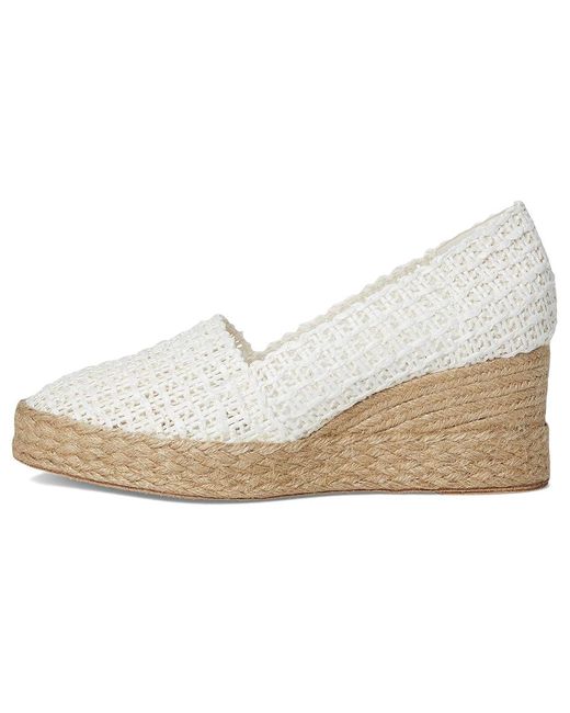 Andre Assous White Patti Wedge Shoes, Textile