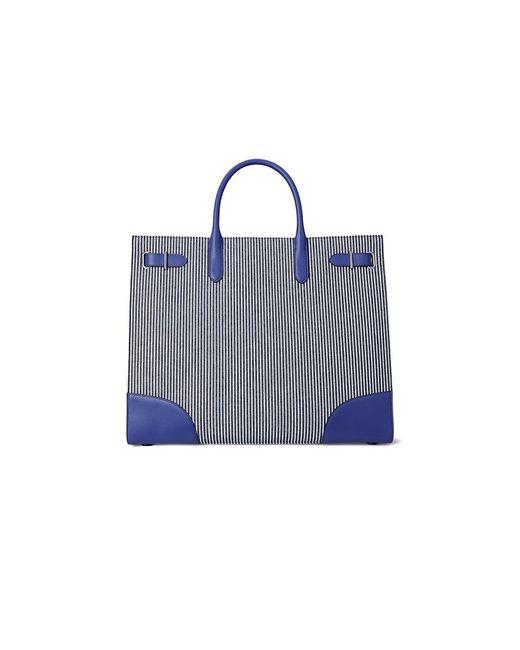 Ralph Lauren Blue Striped Canvas Large Devyn Tote Bag Tote Handbags Refined Stripe/ Lapis