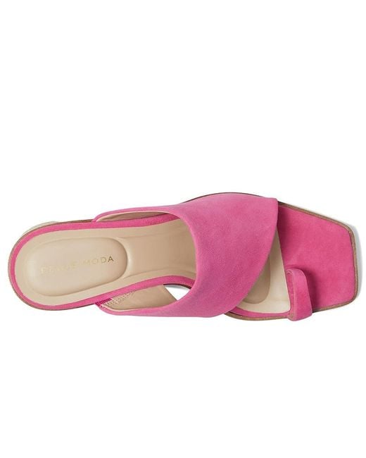 Pelle Moda Pink Lahni Slide Sandal Wedge Shoes, Leather
