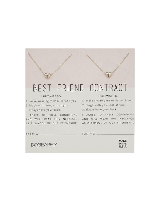 Dogeared Metallic Best Friend Contract, Set Of 2 Heart Bead Necklaces (gold) Necklace