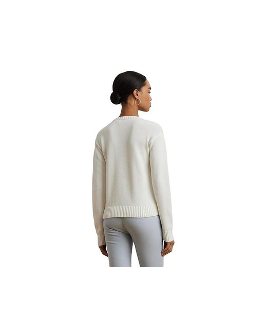 Ralph Lauren Black Floral-Logo Combed Cotton Sweater Sweater