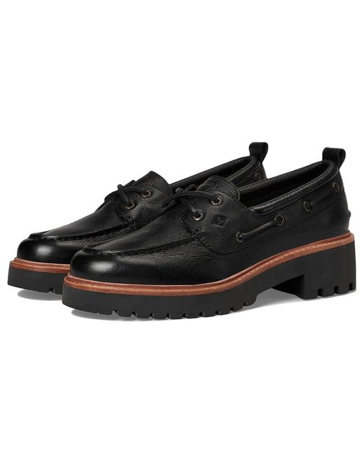 Sperry Top-Sider Black Ao 2 Eye Lug Shoes 11 M (B) Leather