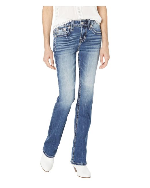 Miss Me Denim Sw Longhorn Mid-rise Boot Jeans In Medium Blue | Lyst