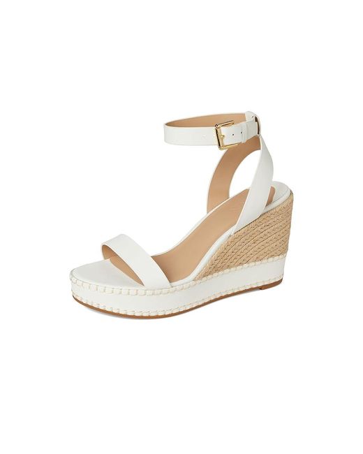 Ralph Lauren Metallic Hilarie Calfskin Espadrille Wedge Shoes 6 B