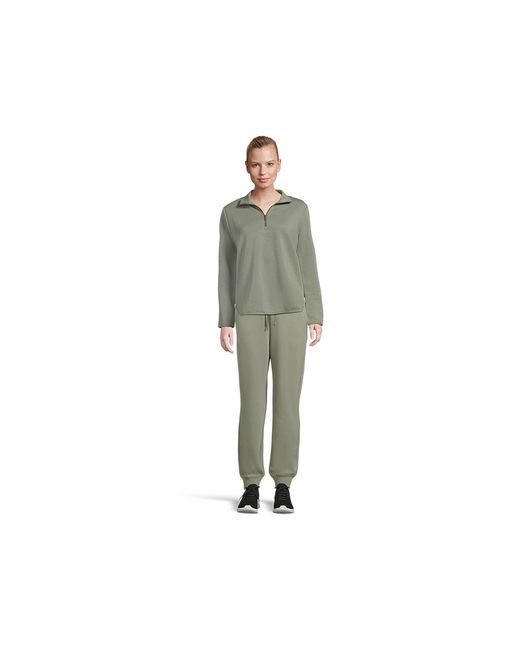 Skechers Green Soft Knit Ottoman 1/4 Zip Sweatshirt, Polyester/Spandex