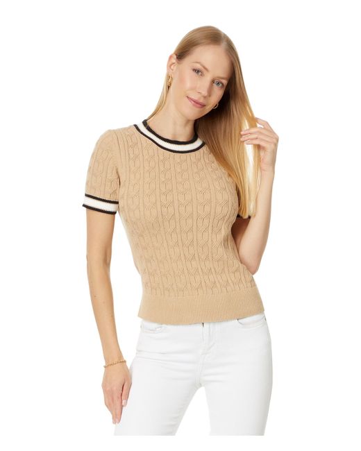 Tommy Hilfiger Natural Short Sleeve Cable Sweater