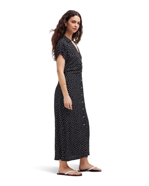Madewell Black Button-front Midi Shirtdress In Floral
