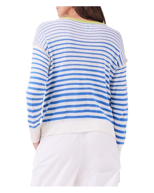 NIC+ZOE Blue Nic+zoe Petite Striped Up Supersoft Sweater