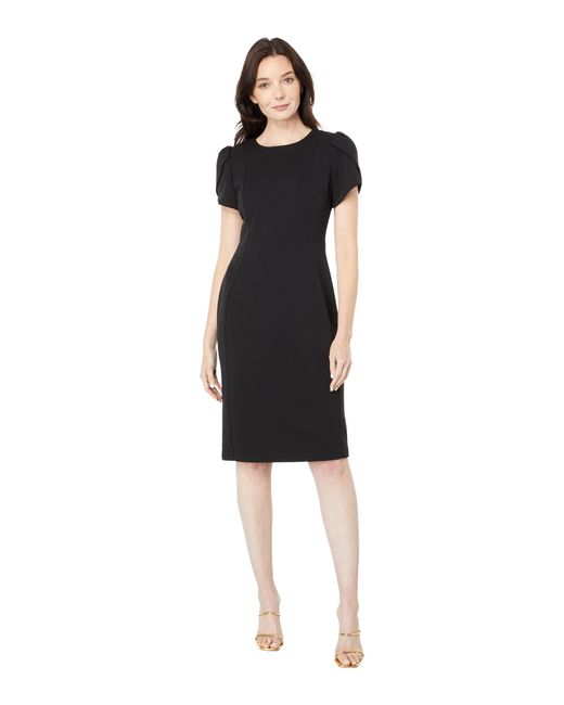 Calvin Klein Synthetic Short Scuba Crepe Dress With Tulip Sleeve in ...
