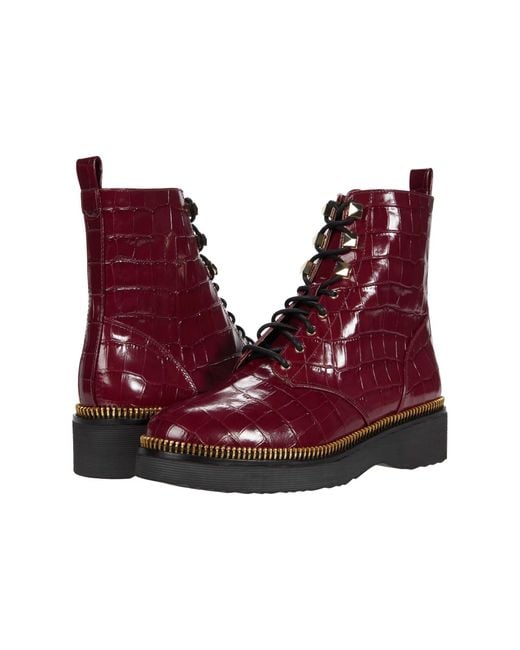 haskell crinkled leather and metallic bouclé combat boot