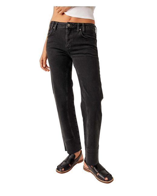 Free People Black Risk Taker High-rise Straight