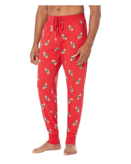 Polo Ralph Lauren Cotton Rib Waistband Knit Sleepwear Joggers in Red
