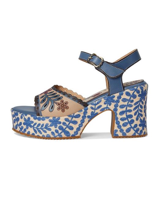 Spring Step Blue Hendrix Wedge Shoes, Leather