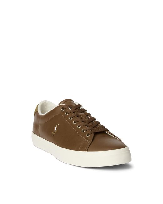 Polo Ralph Lauren Perforated Leather Longwood Sneaker in lt Beige (Brown)  for Men - Save 41% | Lyst