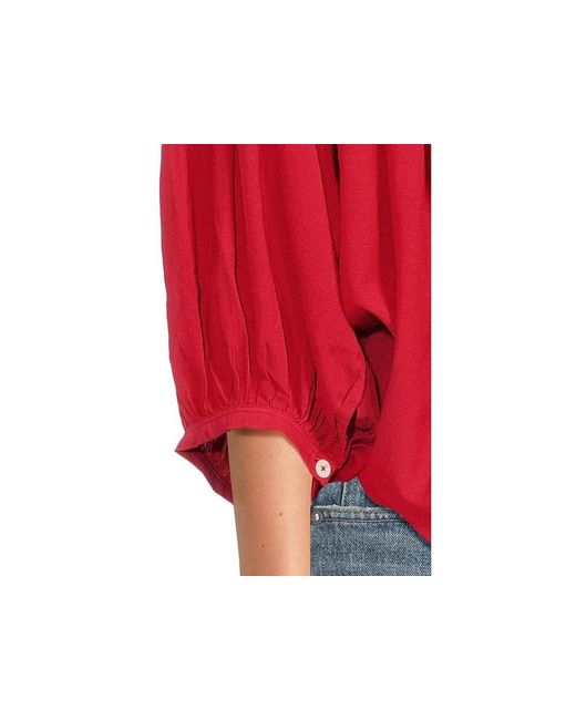 Madewell Shirred Crewneck Button-Up Top Clothing Xl 14-16) Cotton/Viscose