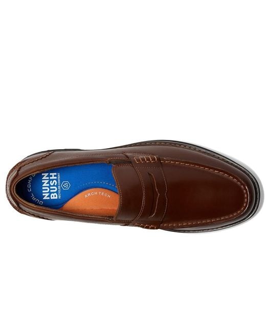 Nunn Bush Brown Odin Ii Moc Toe Penny Loafer Lightweight And Comfortable Slip-On Shoes 8 W (Ee) Leather for men