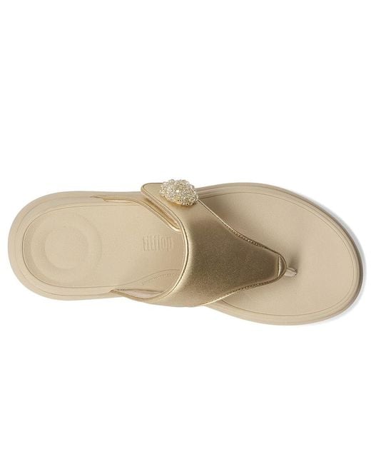 Fitflop Natural F-Mode Go Beadie-Button Adj. Flatform Toe/Post Sandals Wedge Shoes 7 M (B) Leather
