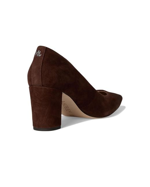 Ralph Lauren Brown Lanette Suede Block-Heel Pumps High Heels 5 B