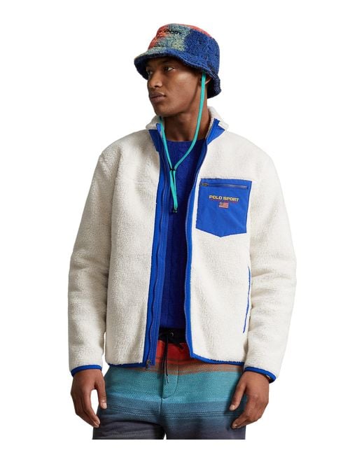 Polo Ralph Lauren Polo Sport Pile Fleece Sweatshirt in White (Blue) for