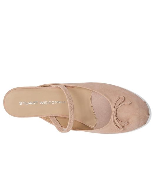 Stuart Weitzman Black Prima Bow Ballet Mule Shoes, Leather