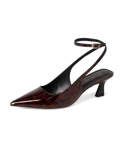 Stuart Weitzman Black Vinnie 50 Strap Pump Shoes, Leather