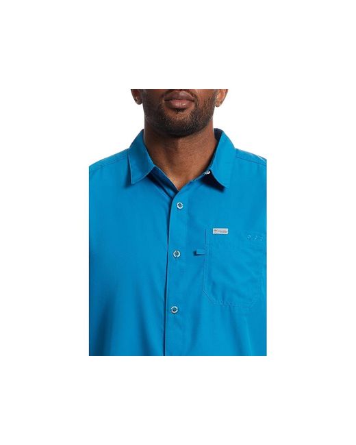 Columbia Blue Slack Tidetm Camp Shirt Short Sleeve Button Up, Polyester for men