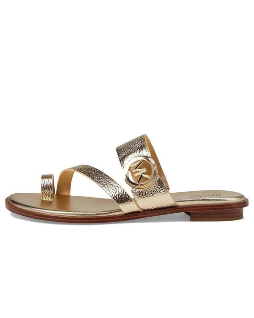 MICHAEL Michael Kors Metallic Vera Flat Thong Sandals, Leather/Rubber