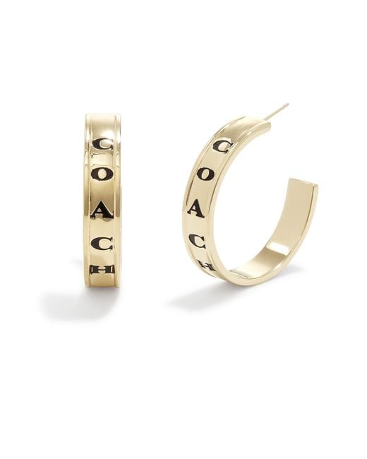 COACH Signature Logo Hoop Earrings in Gold (Metallic) Lyst