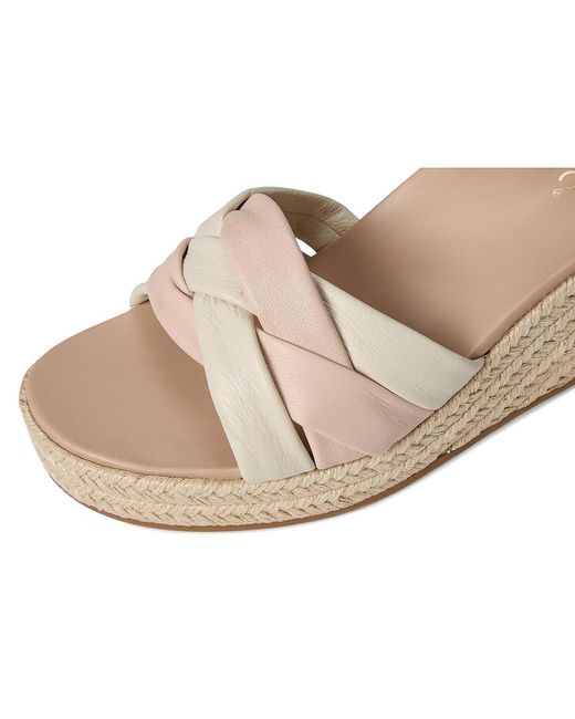 Vionic Metallic Saratoga Espadrille Sandals Wedge Shoes Cream/Cameo Rose, Leather