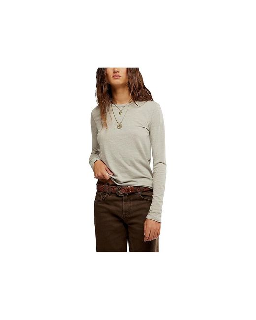 Free People Black Nova T-Shirts Long Sleeve Clothing Xl 14) Cotton/Polyester