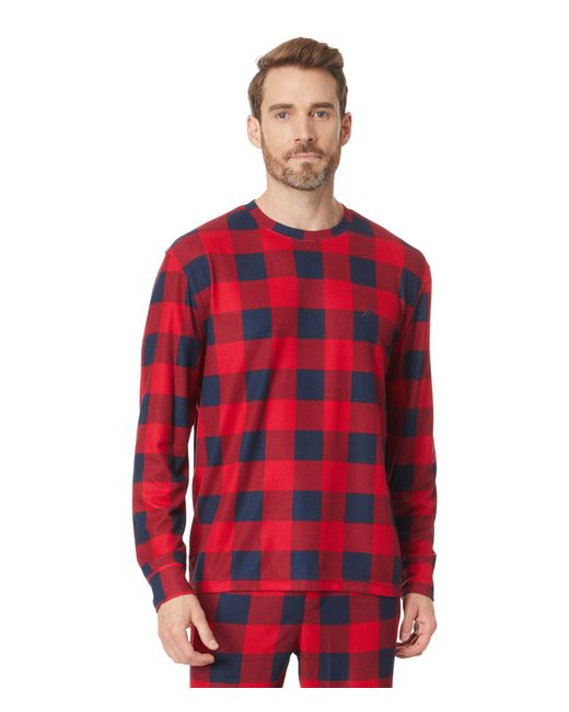 Nautica Waffle Buffalo Plaid Pajama Pants Set in Red for Men Lyst