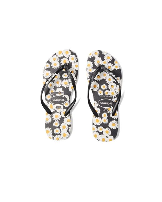 Havaianas Synthetic Slim Daisy Flipflop in White (Black) Lyst