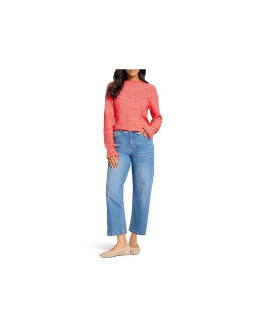 NIC+ZOE Blue Textural Dot Cozy Sweater Clothing Md (Us 8-10) Acrylic/Cotton