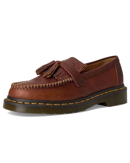 Dr. Martens Brown Adrian Stitch Leather Loafers Lace-Up Boots for men