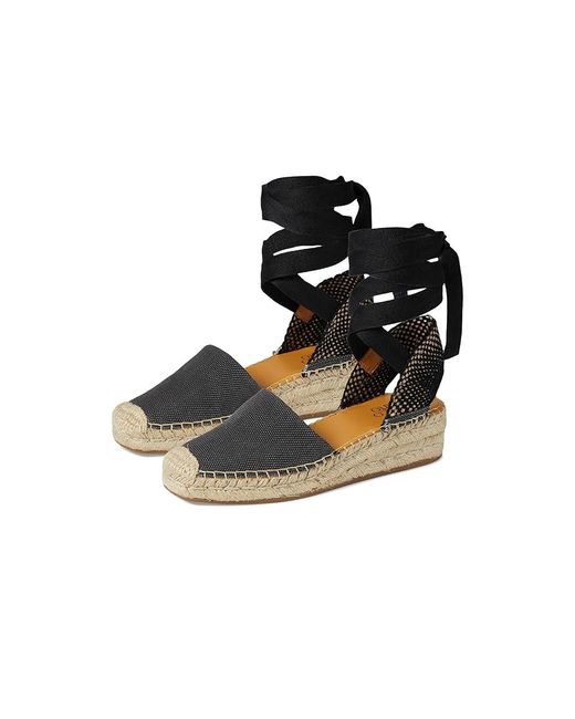 Franco Sarto Black Britney Ankle Strap Wedge Espadrilles ( Solid Fabric) Sandals