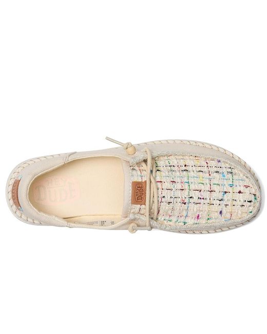 HeyDude White Wendy Funk Crafted Tweed Shoes, Textile