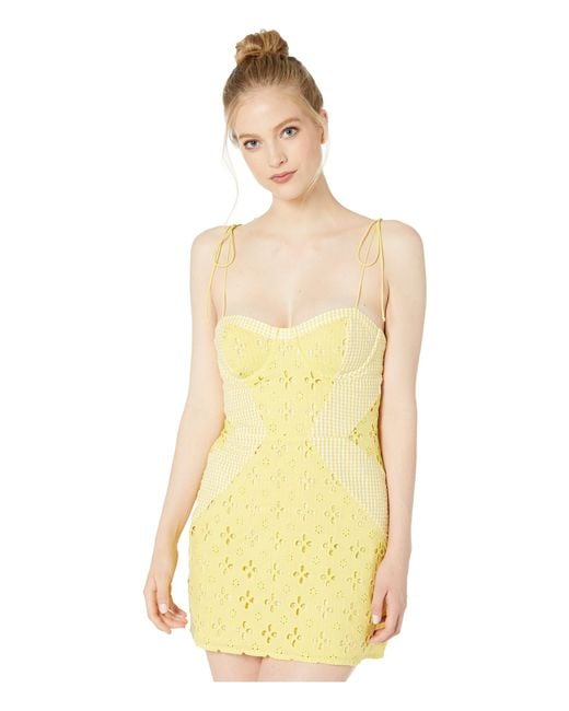 For Love & Lemons Yellow Picnic Mini Dress