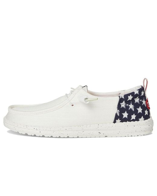 HeyDude White Wendy Funk Americana Stars Flat Shoes/ Blazer, Textile