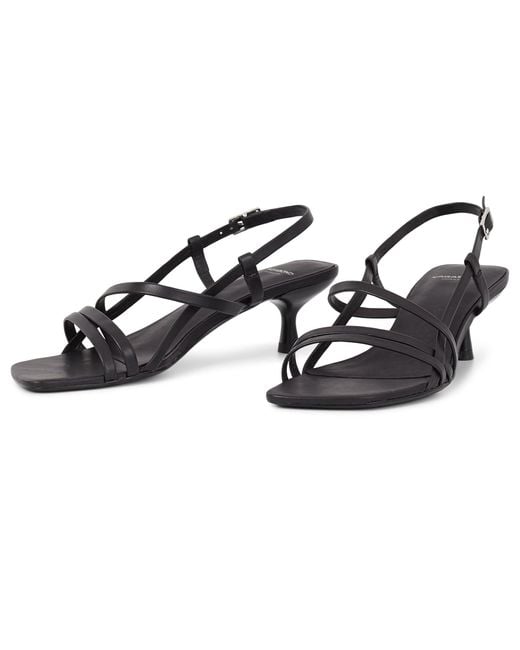 Vagabond Black Jonna Leather Strappy Kitten Heel Sandals