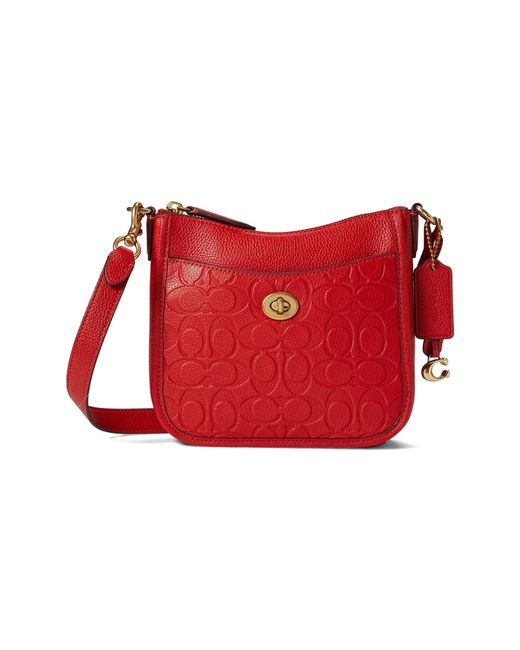 COACH Signature Leather Chaise Crossbody 19 in Red Lyst